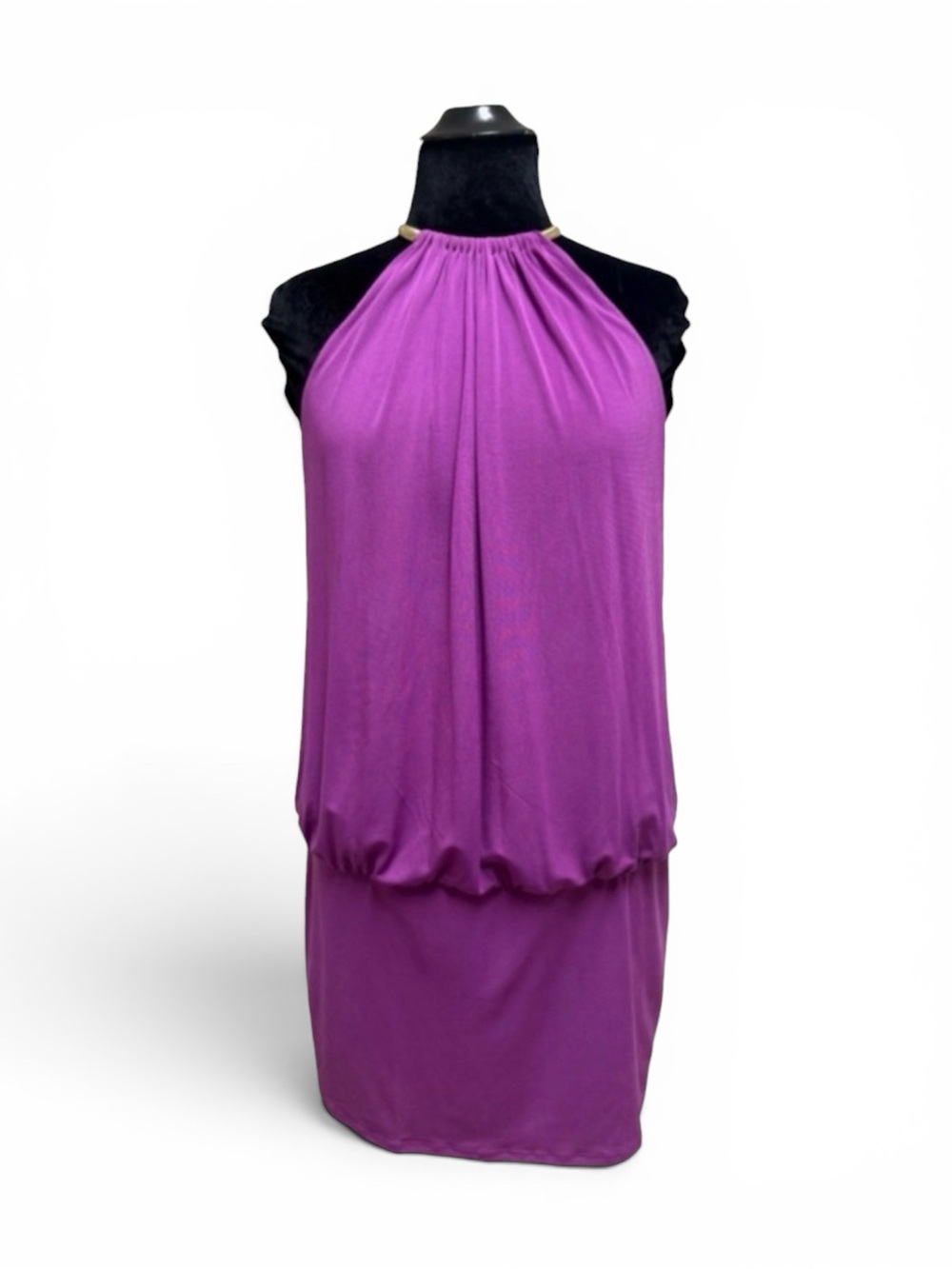 Y2K Laundry by Shelli Segal Purple Tunic Halter Mini Dress